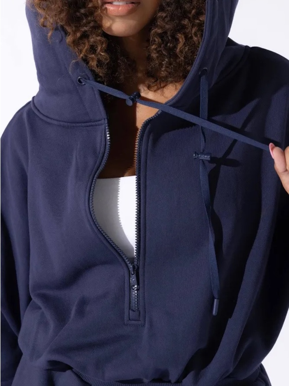 POPFLEX Navy Blue Zip-Up Hoodie Dress - Picture 7 of 7